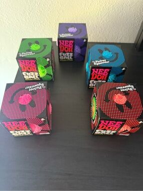 5 authentic Nee Doh Fuzz Ball Variety Pack - Multicolor